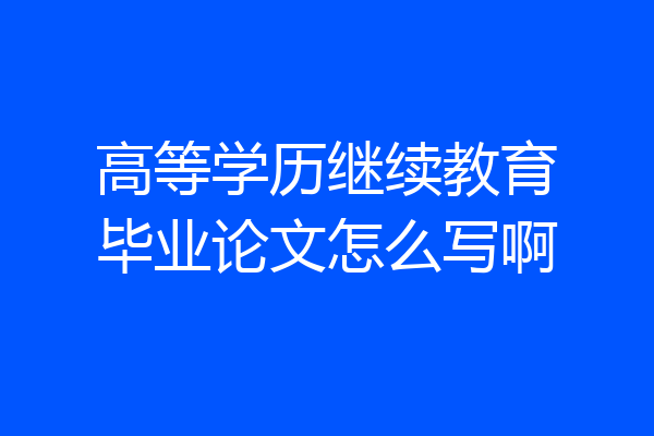 高等学历继续教育毕业论文怎么写啊