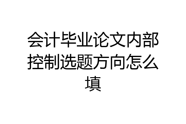会计毕业论文内部控制选题方向怎么填