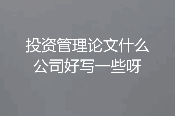 投资管理论文什么公司好写一些呀