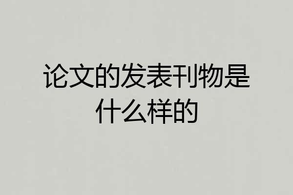 论文的发表刊物是什么样的