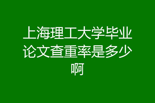上海理工大学毕业论文查重率是多少啊