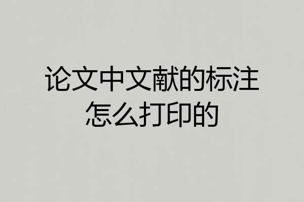 论文中文献的标注怎么打印的