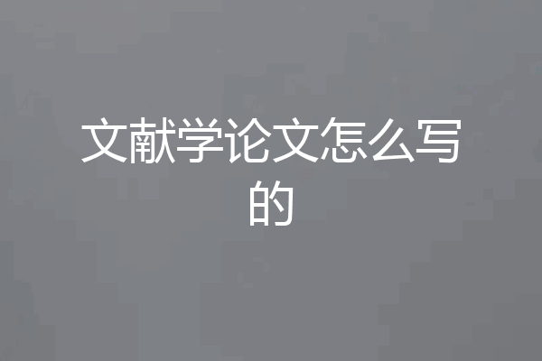 文献学论文怎么写的