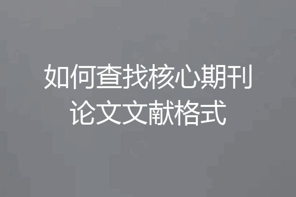 如何查找核心期刊论文文献格式