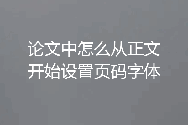 论文中怎么从正文开始设置页码字体