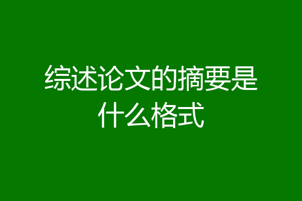 综述论文的摘要是什么格式