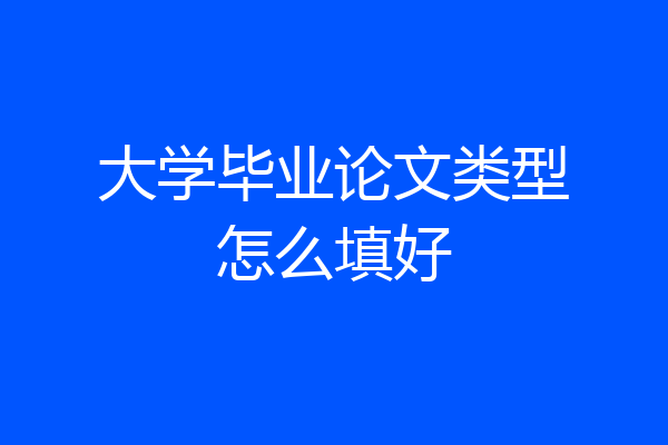 大学毕业论文类型怎么填好
