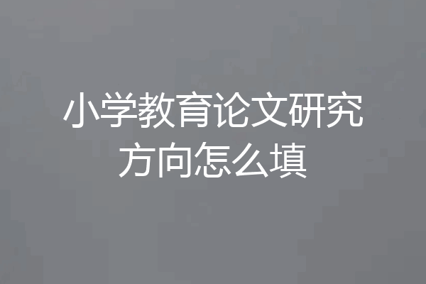 小学教育论文研究方向怎么填