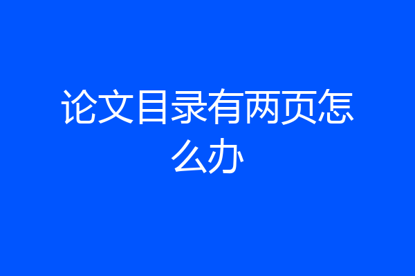 论文目录有两页怎么办