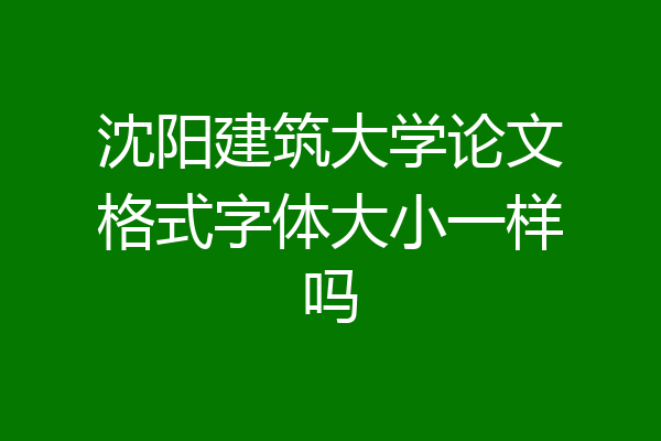 沈阳建筑大学论文格式字体大小一样吗