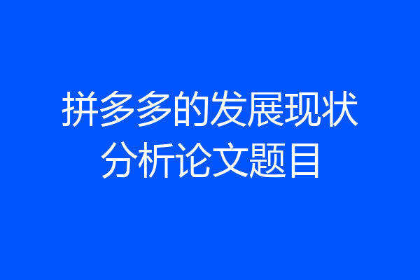 拼多多的发展现状分析论文题目