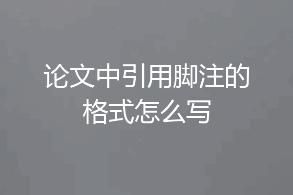 论文中引用脚注的格式怎么写