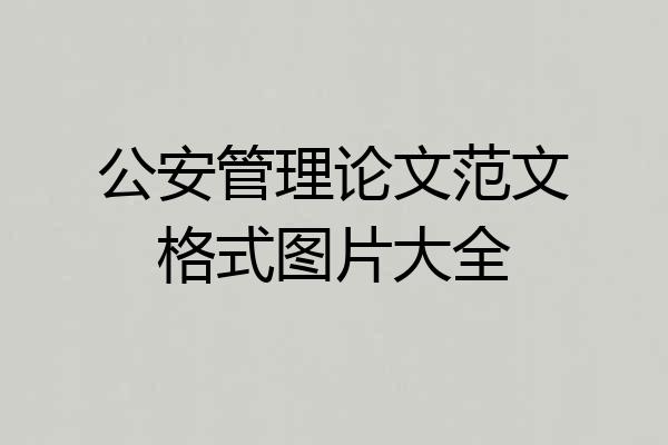 公安管理论文范文格式图片大全