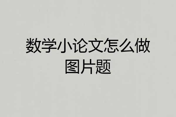 数学小论文怎么做图片题