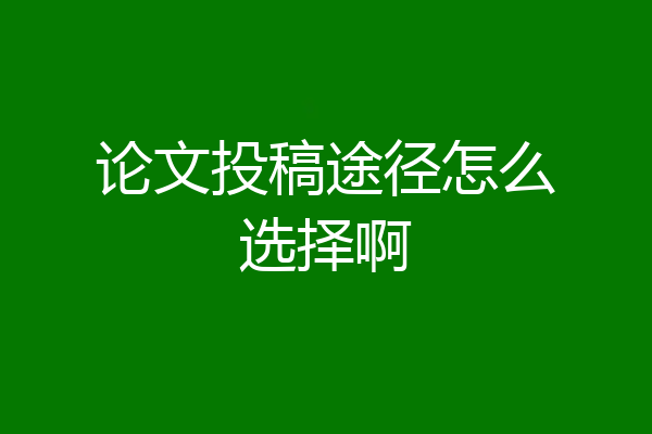 论文投稿途径怎么选择啊