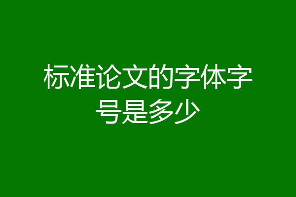 标准论文的字体字号是多少