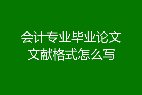会计专业毕业论文文献格式怎么写