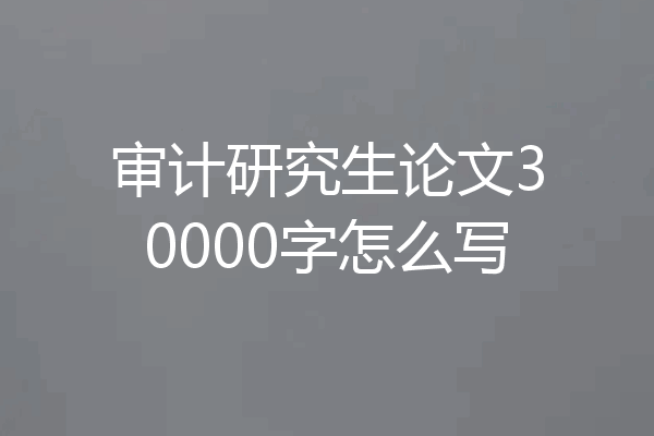 审计研究生论文30000字怎么写