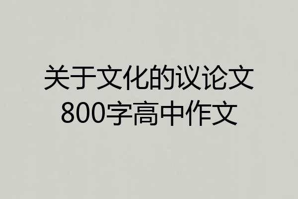 关于文化的议论文800字高中作文