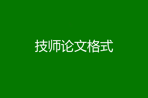 技师论文格式
