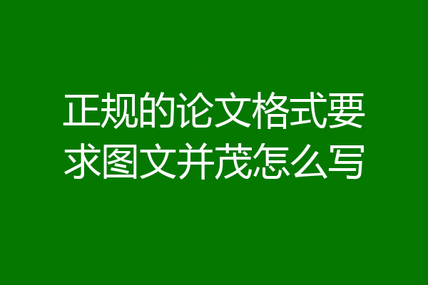 正规的论文格式要求图文并茂怎么写