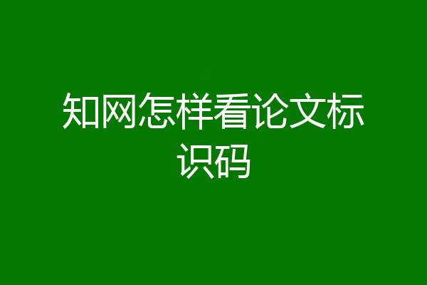 知网怎样看论文标识码