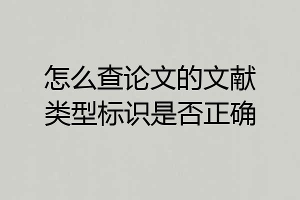 怎么查论文的文献类型标识是否正确
