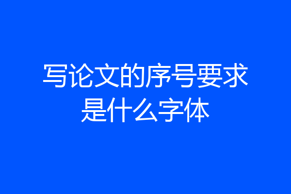 写论文的序号要求是什么字体