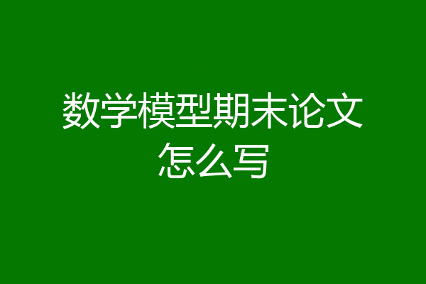数学模型期末论文怎么写