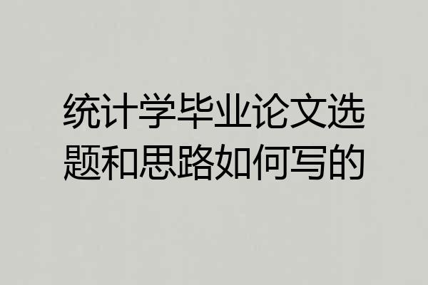 统计学毕业论文选题和思路如何写的