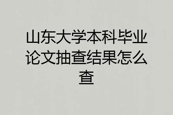 山东大学本科毕业论文抽查结果怎么查