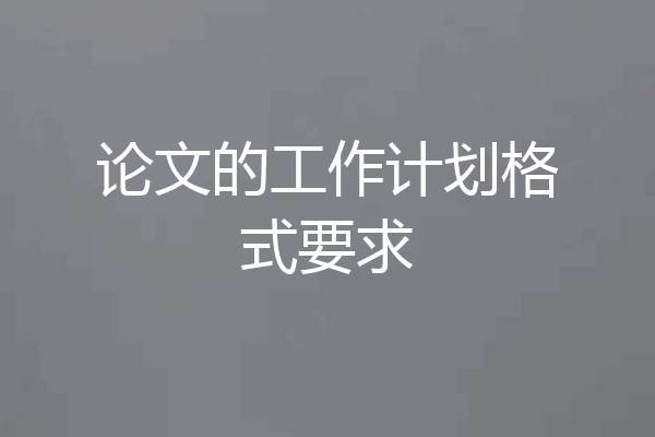 论文的工作计划格式要求
