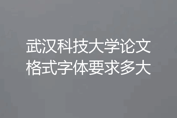 武汉科技大学论文格式字体要求多大