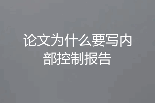 论文为什么要写内部控制报告