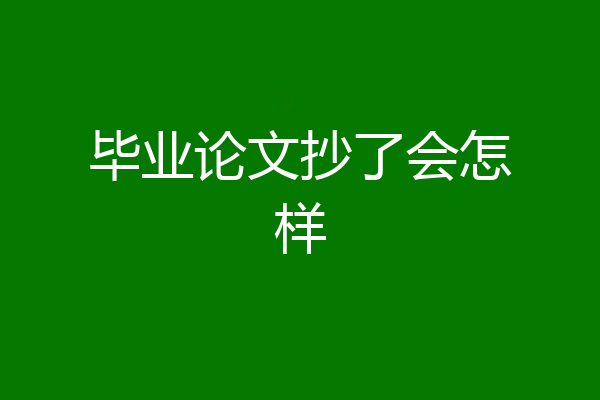 毕业论文抄了会怎样