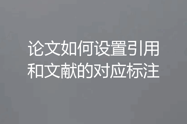论文如何设置引用和文献的对应标注