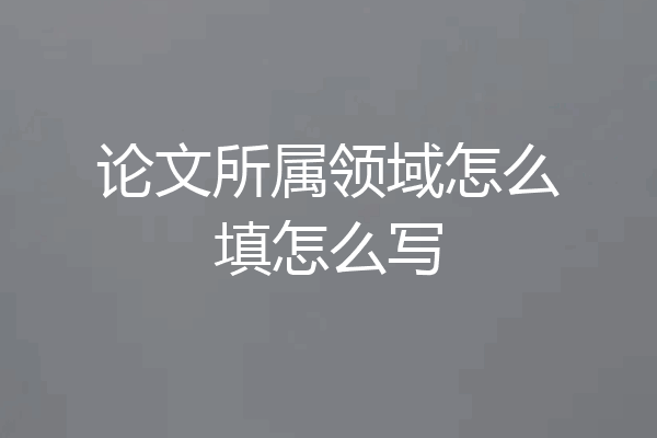 论文所属领域怎么填怎么写