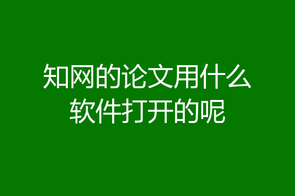 知网的论文用什么软件打开的呢