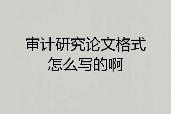 审计研究论文格式怎么写的啊