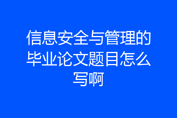 信息安全与管理的毕业论文题目怎么写啊
