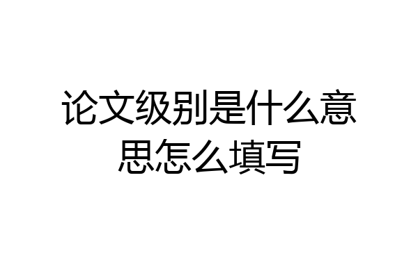 论文级别是什么意思怎么填写