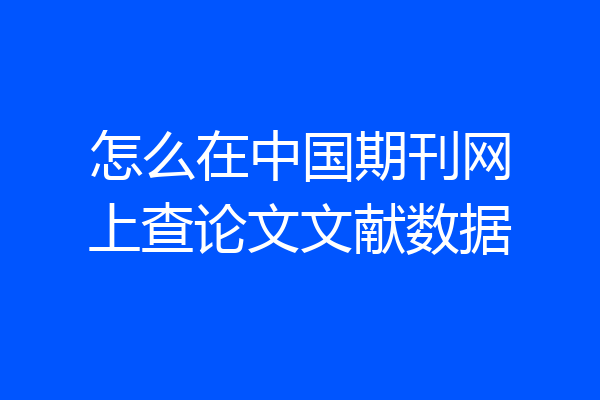 怎么在中国期刊网上查论文文献数据