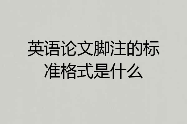 英语论文脚注的标准格式是什么
