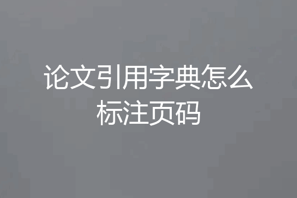 论文引用字典怎么标注页码