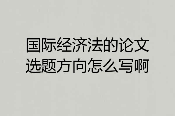 国际经济法的论文选题方向怎么写啊