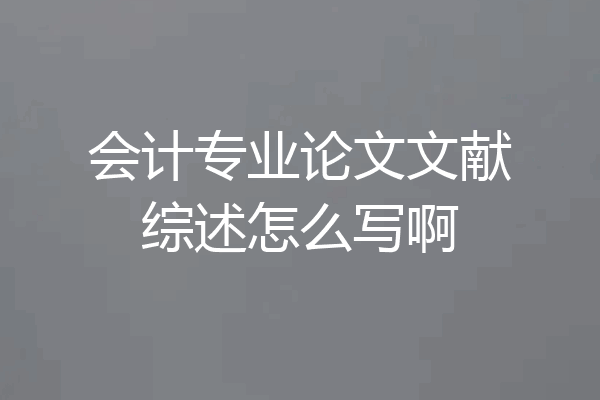 会计专业论文文献综述怎么写啊