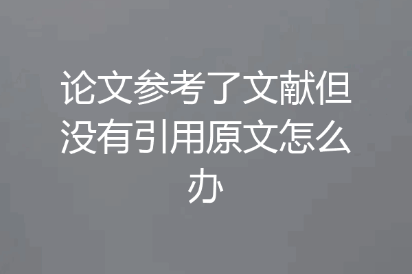 论文参考了文献但没有引用原文怎么办