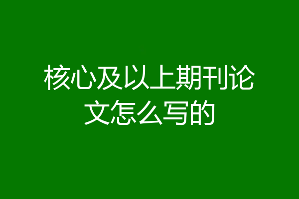 核心及以上期刊论文怎么写的