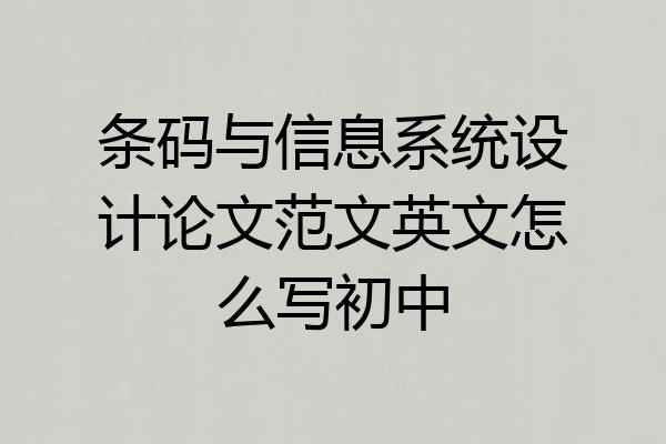 条码与信息系统设计论文范文英文怎么写初中