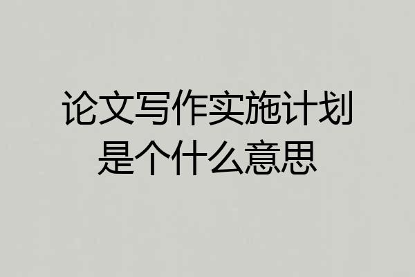论文写作实施计划是个什么意思